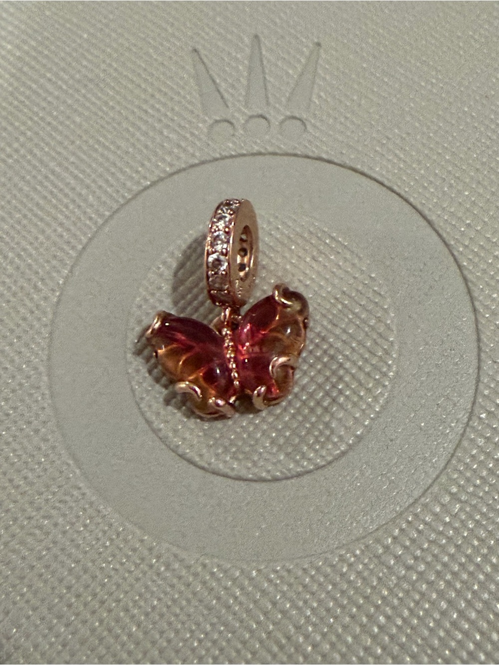 Authentic Pandora butterfly charm. Rose gold plated.
